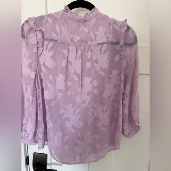 Anthropologie Maeve Mallory burnout lavender blouse. Size 8. Worn once. - Picture 6 of 6